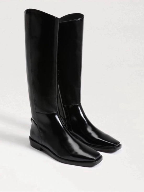 Sam Edelman Shoes - Sam Edelman Cesar Riding Boots Size 7.5 Black Shiny Square Toe Knee High Witchy